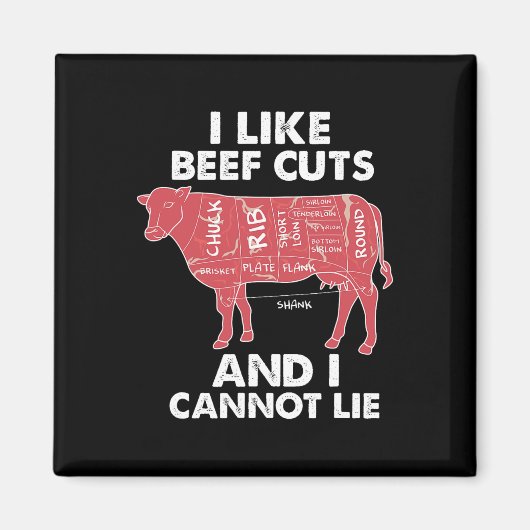 Aimant Boeuf amusant Graphique I Boucher Barbecue (Devant)