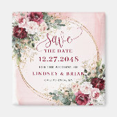 Aimant Bohème Glamour Burgundy Blush Or Fleur Date (Devant)