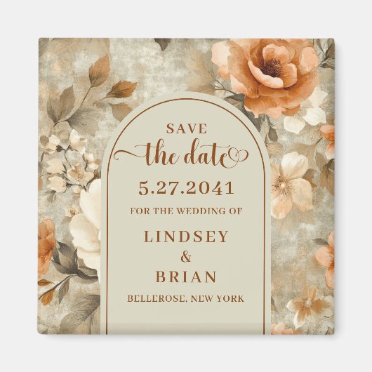 Aimant Bohemian Chic Terra Cotta Beige Sage Save the Date (Devant)
