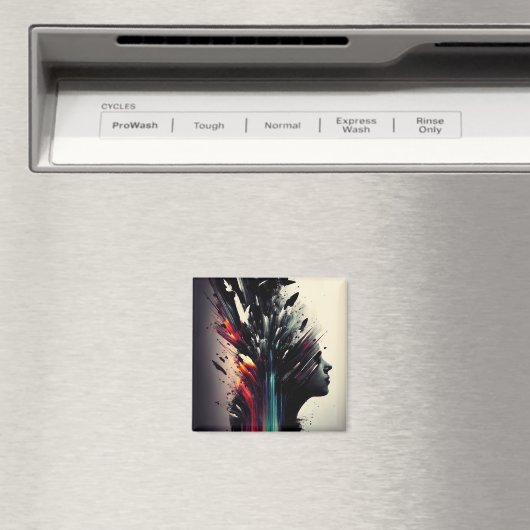 Aimant Boho art abstrait avec visage de fille (In Situ (Lave-vaisselle))