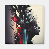 Aimant Boho art abstrait avec visage de fille (Devant)