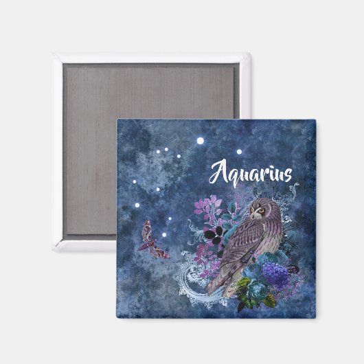 Aimant Boho bleu Zodiac Aquarius Constellation (Recto/Verso)