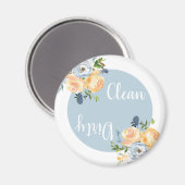 Aimant Boho Clean Dirty Floral Blue Lave-vaisselle (Recto/Verso)