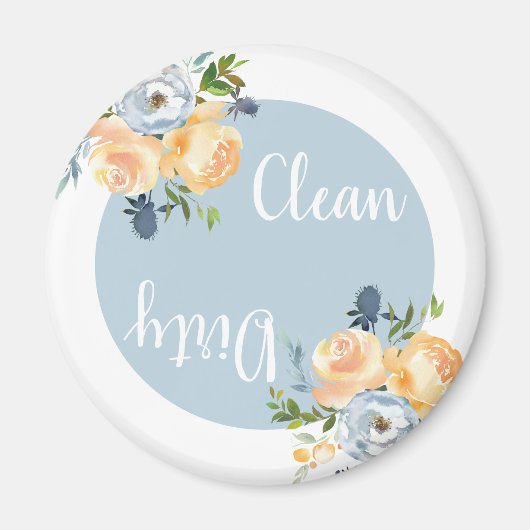 Aimant Boho Clean Dirty Floral Blue Lave-vaisselle (Devant)
