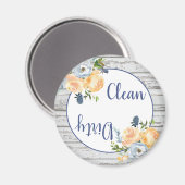 Aimant Boho Clean Dirty Floral Bois Lave-vaisselle (Recto/Verso)