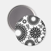 Aimant Boho fleurs Motif floral vectoriel noir et blanc (Recto/Verso)
