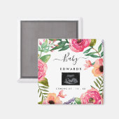 Aimant Boho Floral Sonogramme Grossesse Faire-part (Recto/Verso)