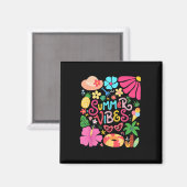 Aimant Boho Flower Hello Vibes été Funny Beach Life Me (Recto/Verso)