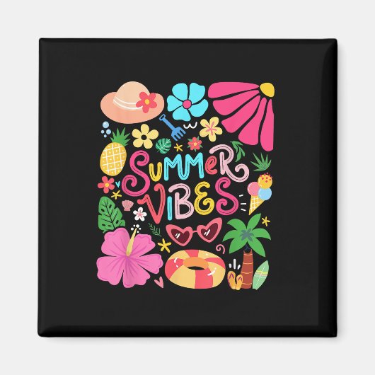 Aimant Boho Flower Hello Vibes été Funny Beach Life Me (Devant)