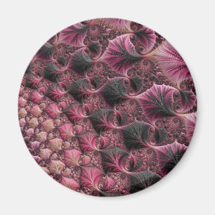 Aimant Boho Funky Éclectique Rose Noir Abstrait Fractal