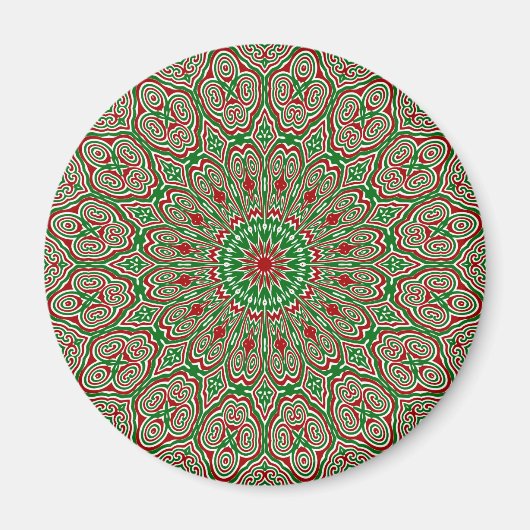 Aimant Boho Hippie Funky Trippy Ornate Noël Mandala (Devant)