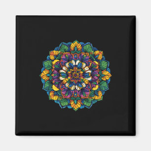 Aimant Boho Lotus Mandala Coloré Floral Yoga Méditation