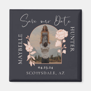 Aimant Boho moderne Floral Rose Photo Arch Navy