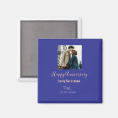 Aimant Boho moderne heureux anniversaire ajouter nom bleu (Recto/Verso)