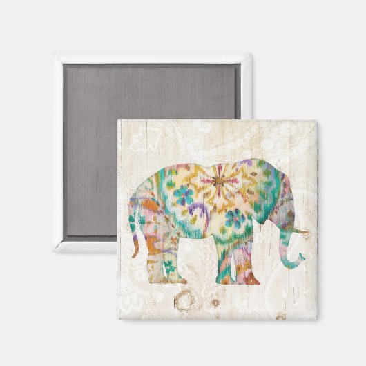 Aimant Boho Paisley Elephant I (Recto/Verso)