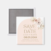Aimant Boho Pampas Grass Rose Mariage Enregistrer la date (Recto/Verso)