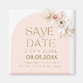 Aimant Boho Pampas Grass Rose Mariage Enregistrer la date (Devant)