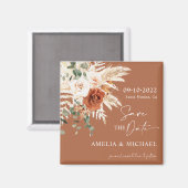 Aimant Boho Pampas Terracotta Rust Enregistrer La Date Ma (Recto/Verso)