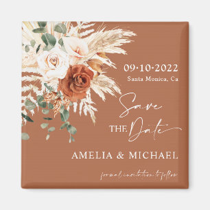Aimant Boho Pampas Terracotta Rust Enregistrer La Date Ma