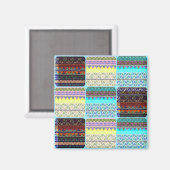 Aimant Boho Patchwork of Tribal Ethnic Stripes (Recto/Verso)