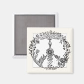 Aimant Boho Peace Sign Élégante fille mignonne jolie flor (Recto/Verso)