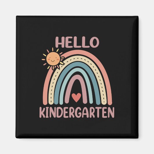 Aimant Boho Rainbow Heart For Teachers Women Hello Kinder (Devant)