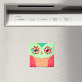 Aimant Boho Red & Green Owl (In Situ (Lave-vaisselle))