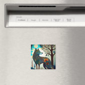 Aimant Boho Wolf Surreal Wildlife Art Button (In Situ (Lave-vaisselle))