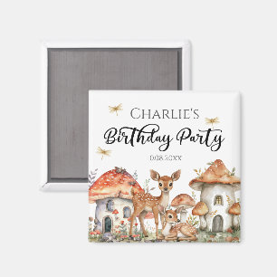 Aimant Boho Woodland Forest Animaux fête d'anniversaire