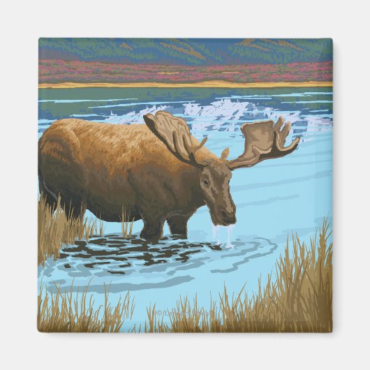 Aimant Boire de l'orignal au lac - Yellowstone National (Devant)