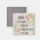 Aimant Bois avec rose pourpre Floral Nana/Grand-mère (Recto/Verso)