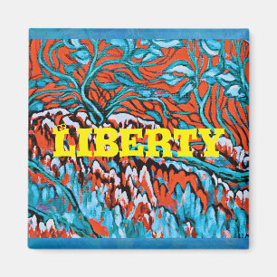 Aimant Bois colorés rouges et bleus