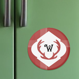 Aimant Bois de cerf Rustique Minimal Monogram Bourgogne