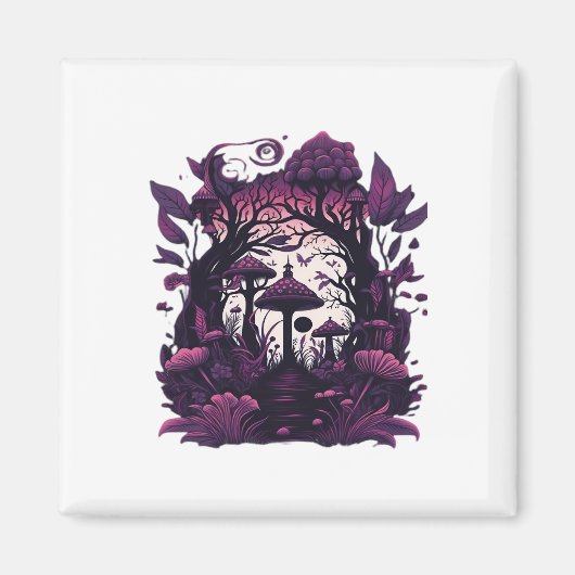 Aimant Bois de champignons Whimsigoth Witchy sérigraphie (Devant)