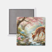 Aimant Bois de printemps avec canard et faon/cerf (Recto/Verso)