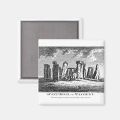 Aimant Bois de Stonehenge antique gravure circulaire de p (Recto/Verso)