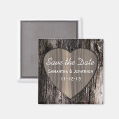 Aimant Bois rustique Barre Coeur Mariage Enregistrer la d (Recto/Verso)