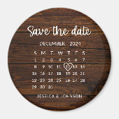 Aimant Bois rustique Calendrier Mariage Enregistrer la da (Devant)