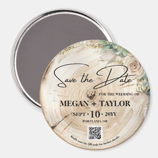 Aimant Bois rustique Enregistrer la date Pas de photo Cod (Recto/Verso)