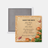 Aimant Bois Rustique Floral Butterfly Wedding Enregistrer (Recto/Verso)