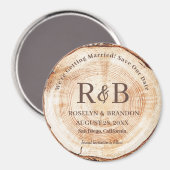 Aimant Bois Rustique Mariage Monogrammes noms Enregistrer (Recto/Verso)