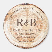 Aimant Bois Rustique Mariage Monogrammes noms Enregistrer (Devant)