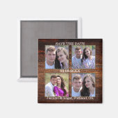 Aimant Bois rustique Vos 4 photos Sauvez l'aimant de date (Recto/Verso)