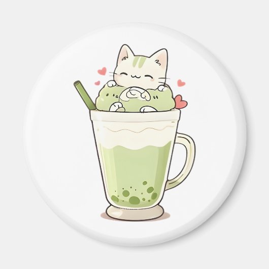 Aimant Boisson au matcha au lait et aux perles de tapioca (Devant)