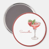 Aimant Boisson Cocktail Fraise Rouge Blanc (Recto/Verso)