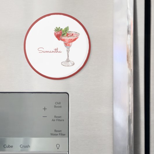 Aimant Boisson Cocktail Fraise Rouge Blanc (In situ (réfrigérateur))