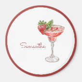 Aimant Boisson Cocktail Fraise Rouge Blanc (Devant)