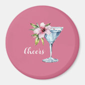 Aimant Boisson Fleur d'Hibiscus Rose Tropical (Devant)