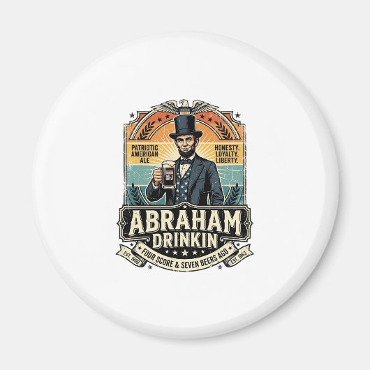 Aimant Boisson Patriotique Abraham Rétro Détresse (Devant)