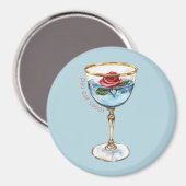 Aimant Boisson Verre Fleur Rose Rouge Bleu Or (Recto/Verso)